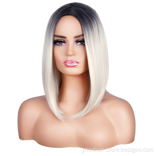 FZY Wholesale price high quality synthetic fibre  wig gold high  ombre color short bob synthetic hair wig vendor